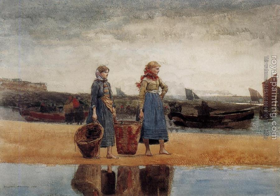 Winslow Homer : Two Girls at the Beach, Tynemouth
